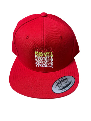 Robbie G Snapback Hat - red 5 logos